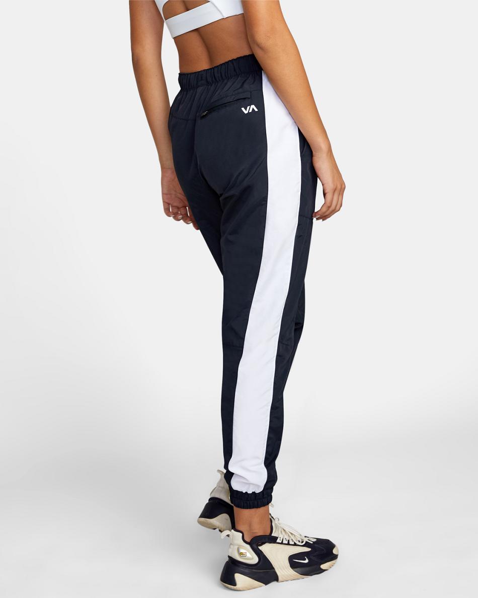 Black/White Rvca VELOCITY STRETCH TRACK Women's Leggings | USJVR94388