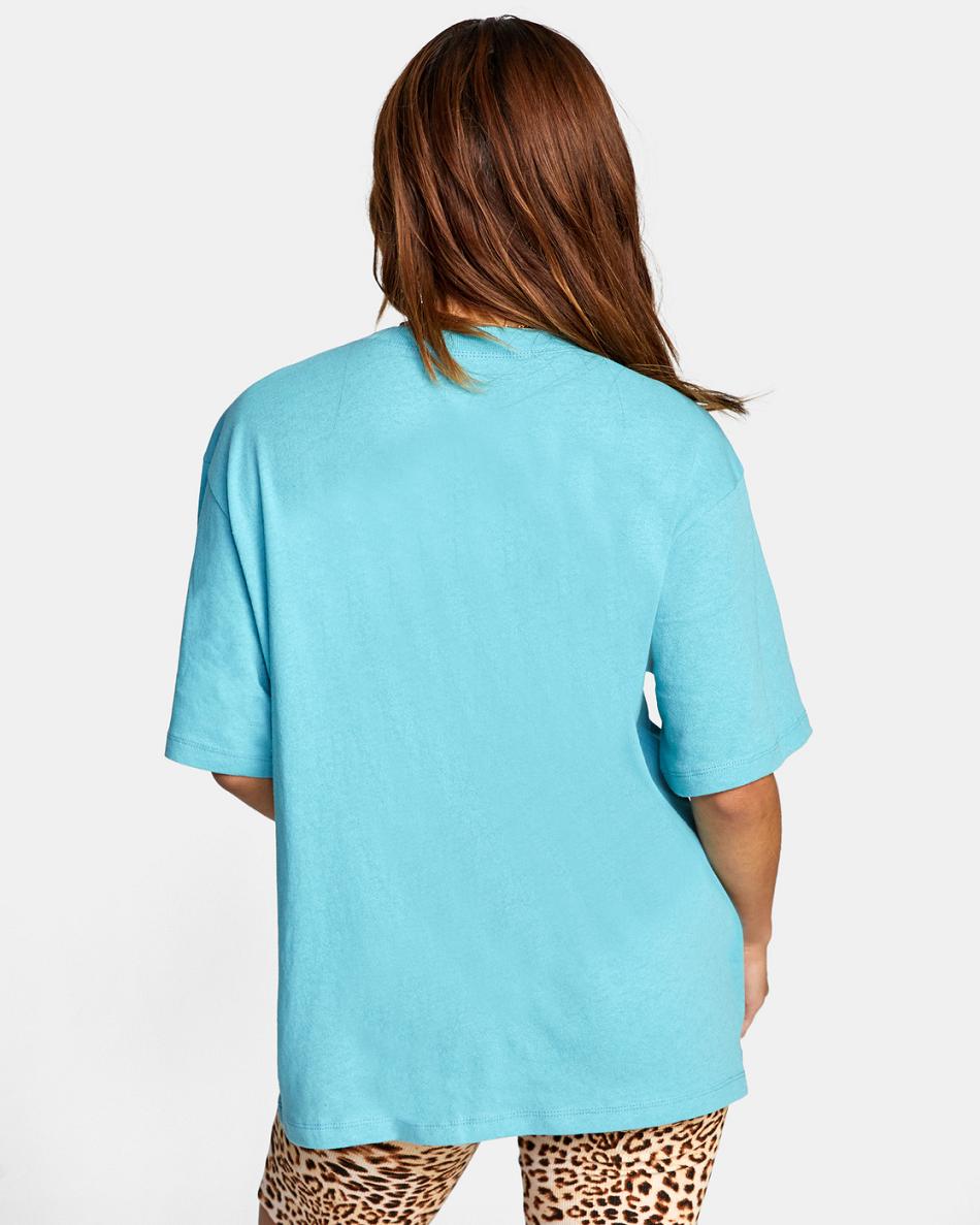 Blue Crest Rvca Jay Tree Oversized Women's T shirt | UUSTG11972