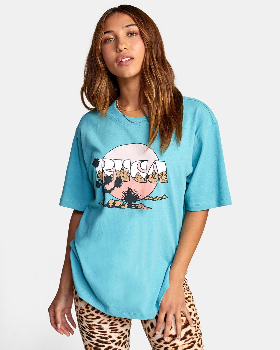 Blue Crest Rvca Jay Tree Oversized Women\'s T shirt | UUSTG11972