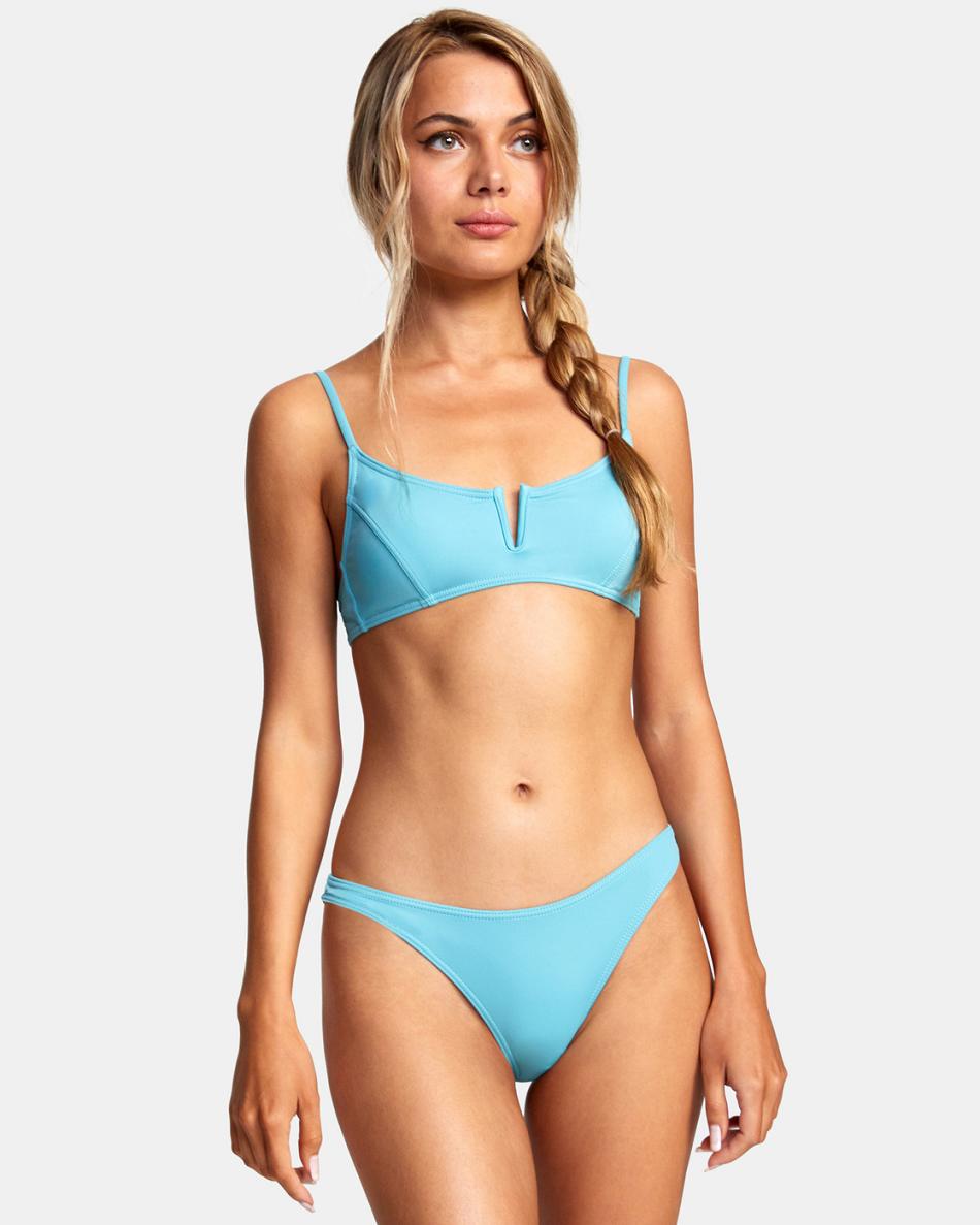Blue Crest Rvca No Matter V-Wire Women's Bikini Tops | MUSFT55488