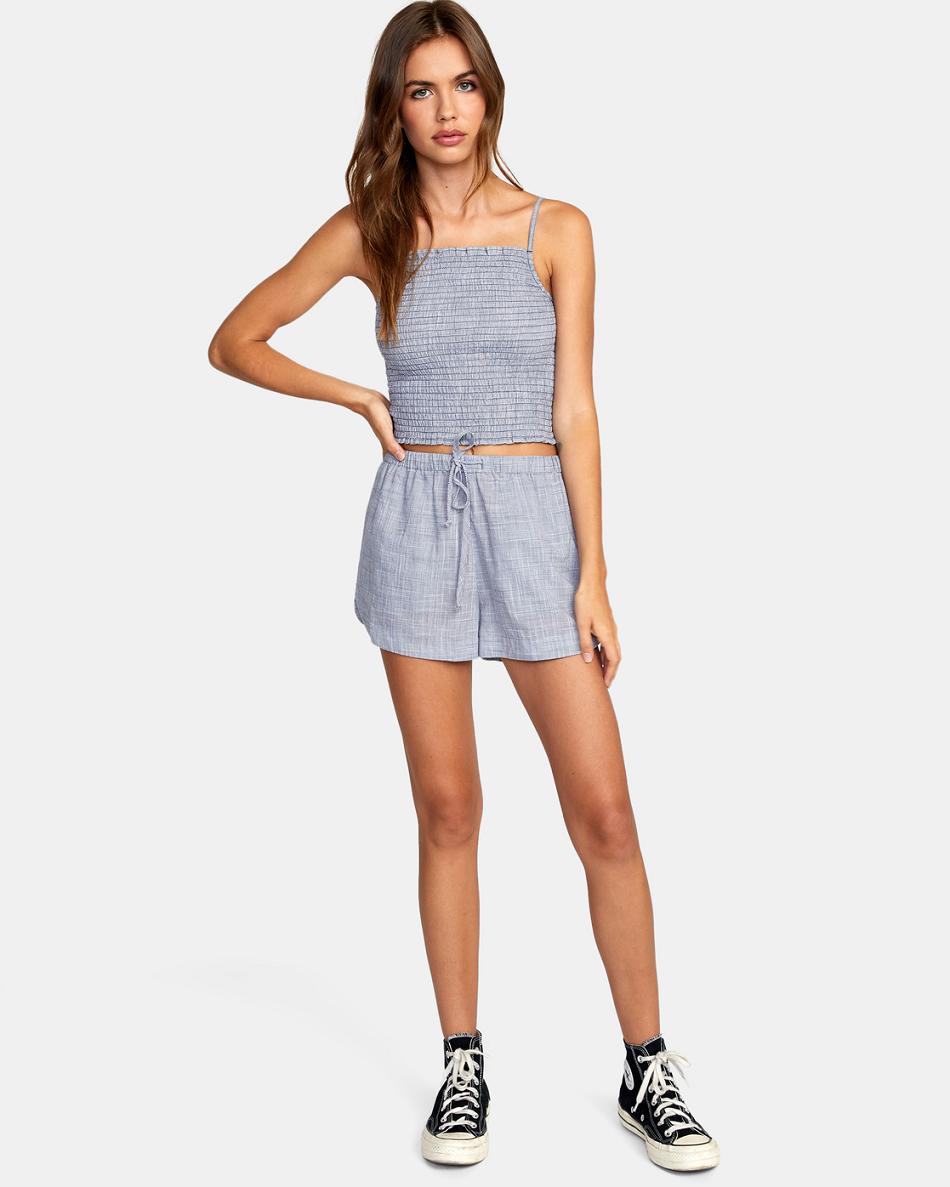 Blue Grey Rvca Houndstooth New Yume Drawcord Women's Skirts | USXMI93716