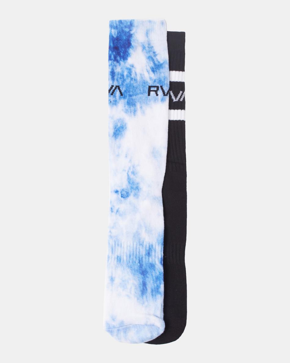 Blue Rvca 2 Pack Tie-Dye Crew Men's Socks | EUSHC19963