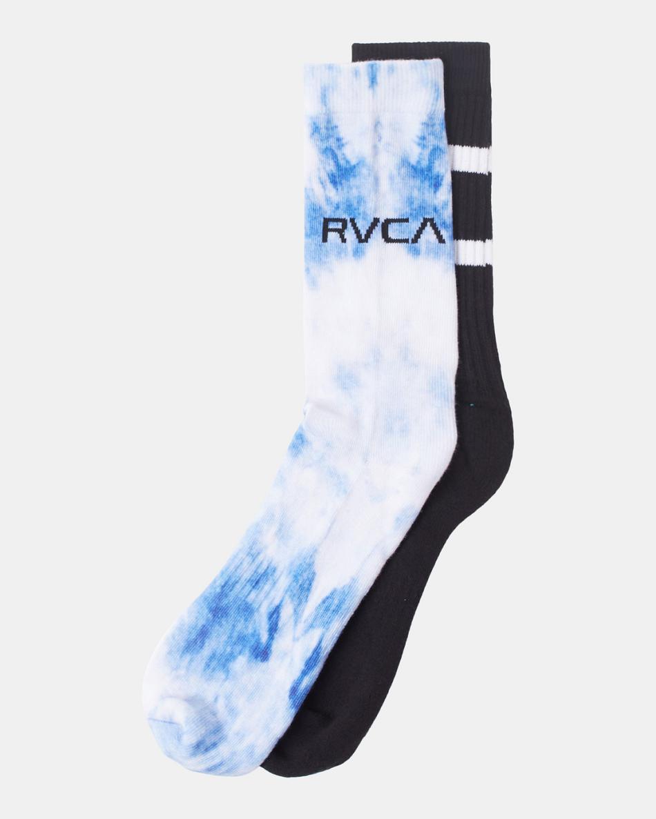 Blue Rvca 2 Pack Tie-Dye Crew Men\'s Socks | EUSHC19963