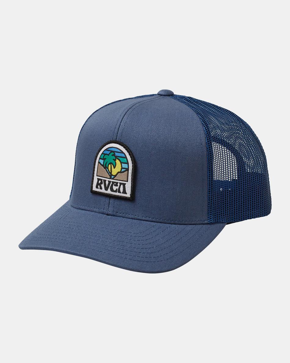 Blue Rvca Sundowner Trucker Men\'s Hats | TUSPQ59889