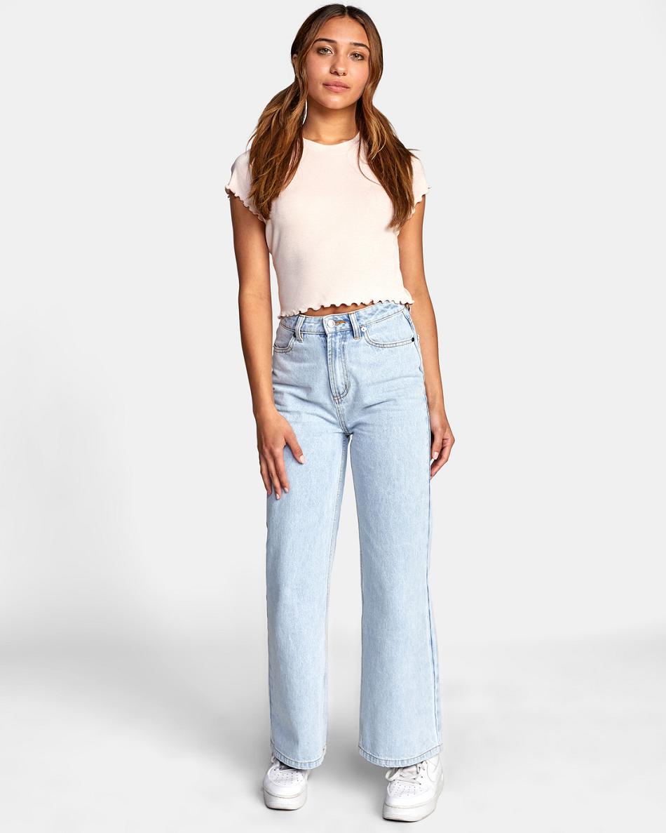 Blush Rvca Classmate Crop Women's T shirt | TUSPQ59104