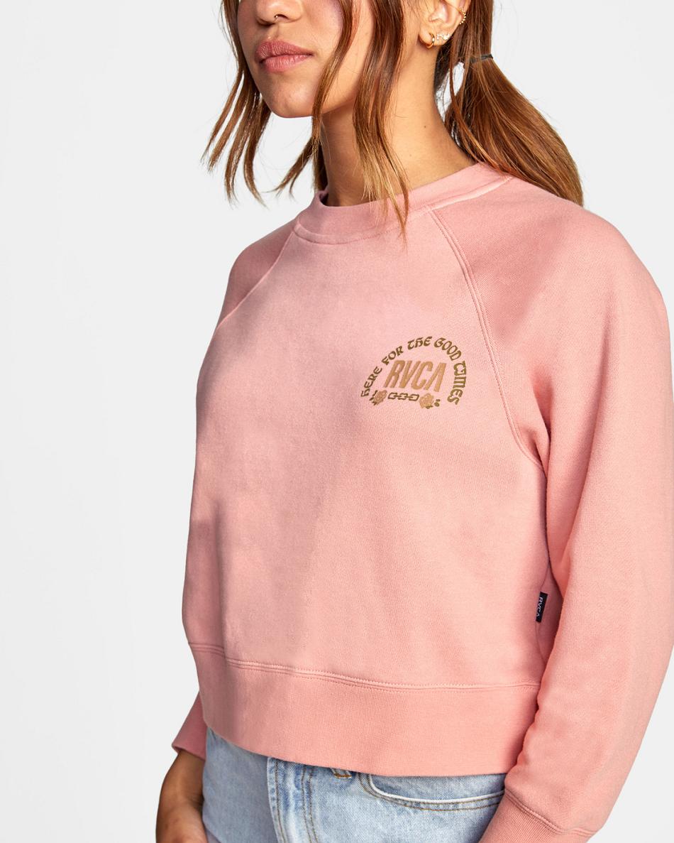 Blush Rvca Good Times Crewneck Women's Hoodie | AUSDF47916