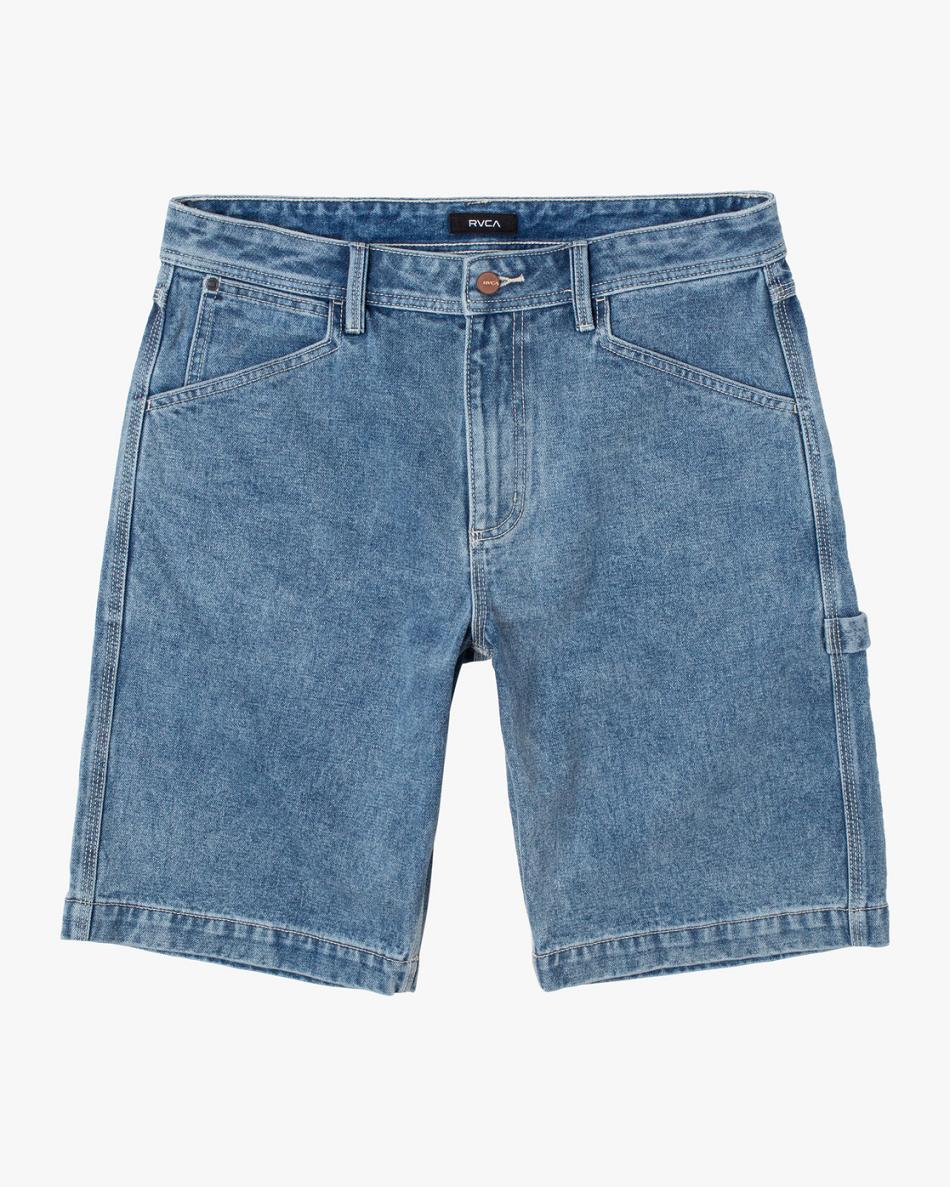 Broken Blue Wash Rvca Chainmail Denim Men's Shorts | USZDE93409