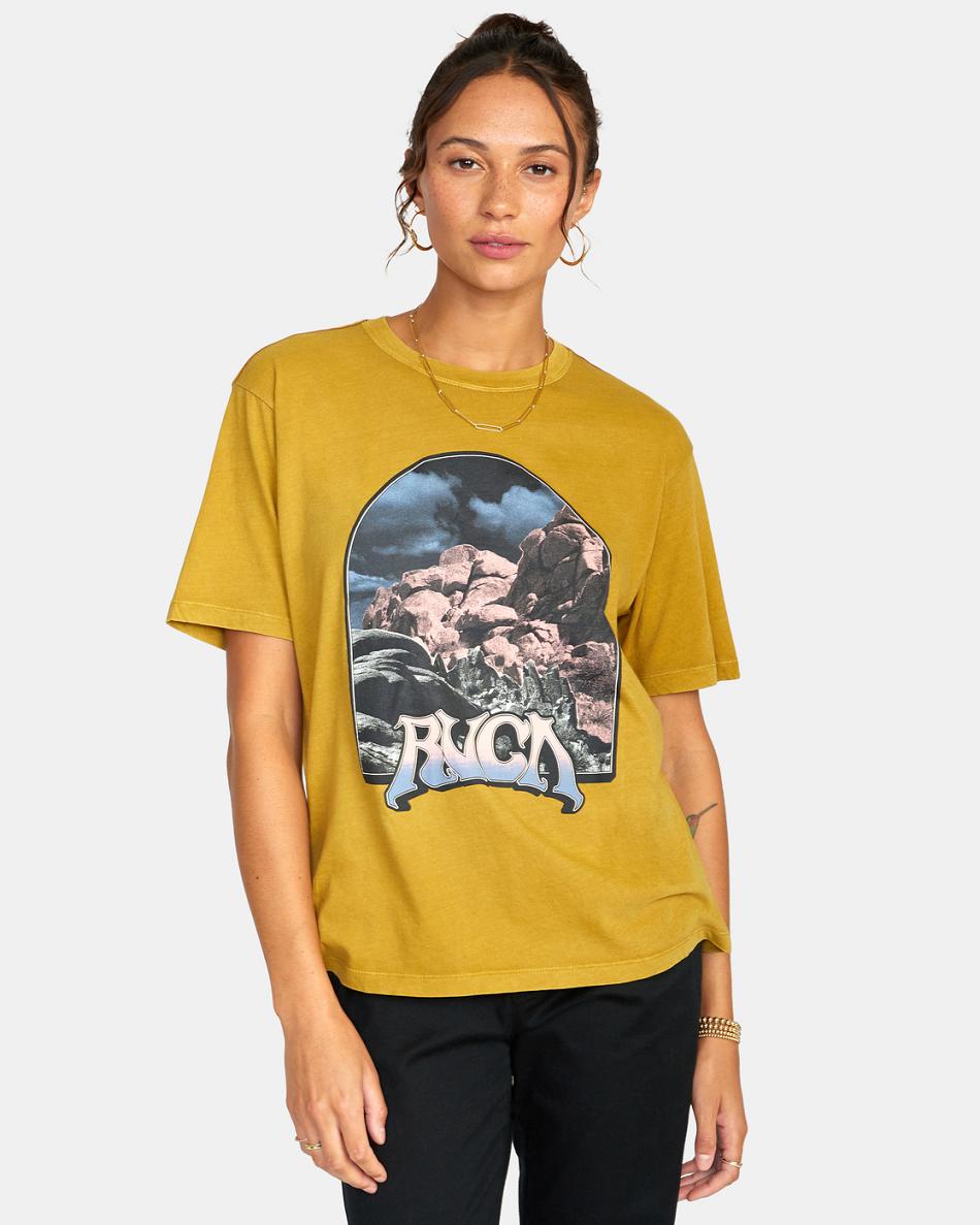 Bronze Rvca Moonscape Graphic Women\'s T shirt | PUSQX66471