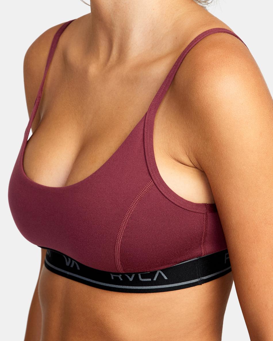 Burgundy Rvca Base Women's Workout Tops | AUSDF41132