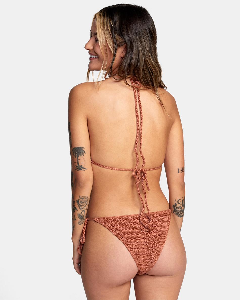 Burnt Copper Rvca Westside Slide Triangle Women's Bikini Tops | FUSHY91031