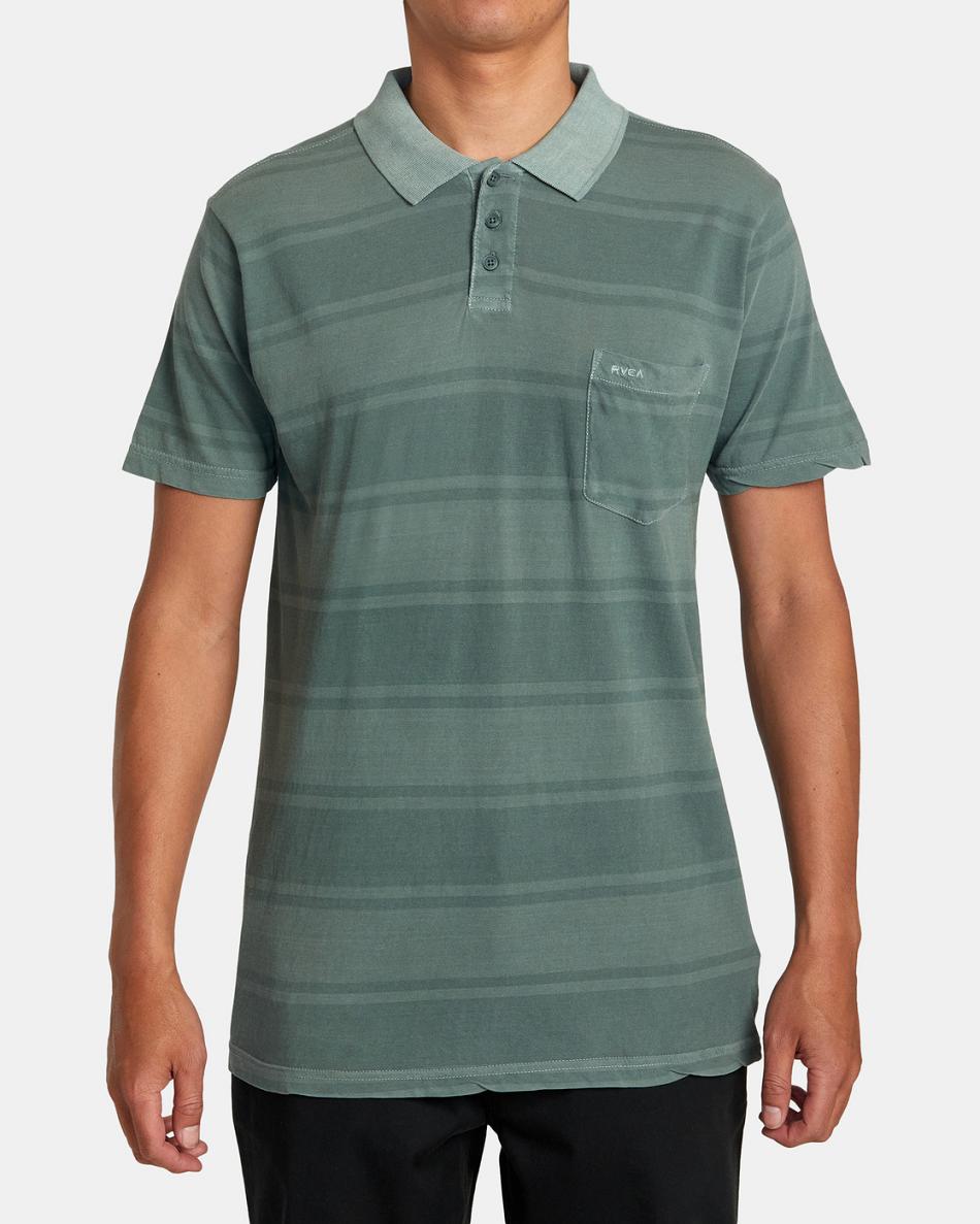 Cactus Rvca PTC Board Stripe Polo Men's T shirt | YUSVQ97950