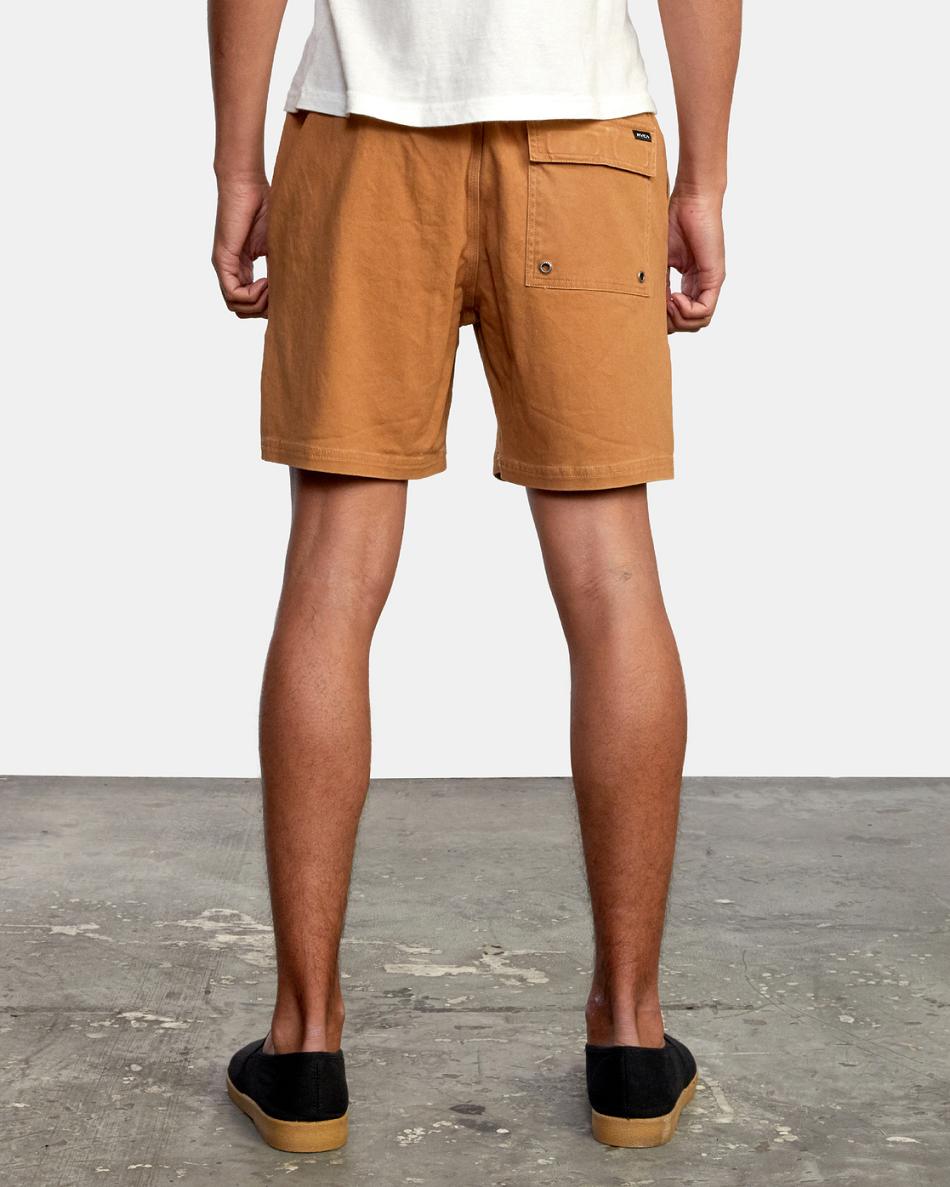 Camel Rvca Escape Elastic 17 Men's Shorts | USJZR29506