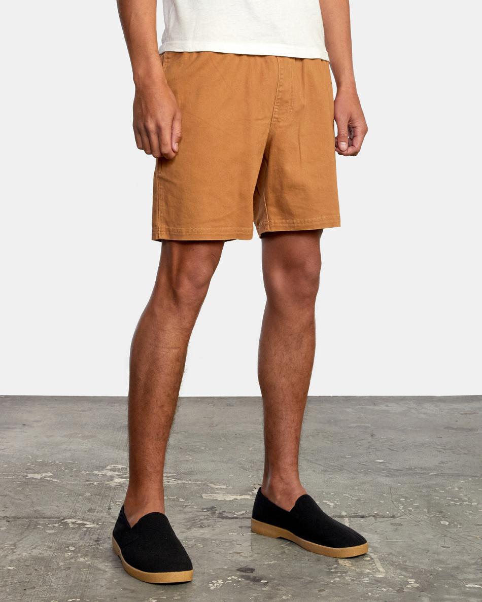 Camel Rvca Escape Elastic 17 Men's Shorts | USJZR29506