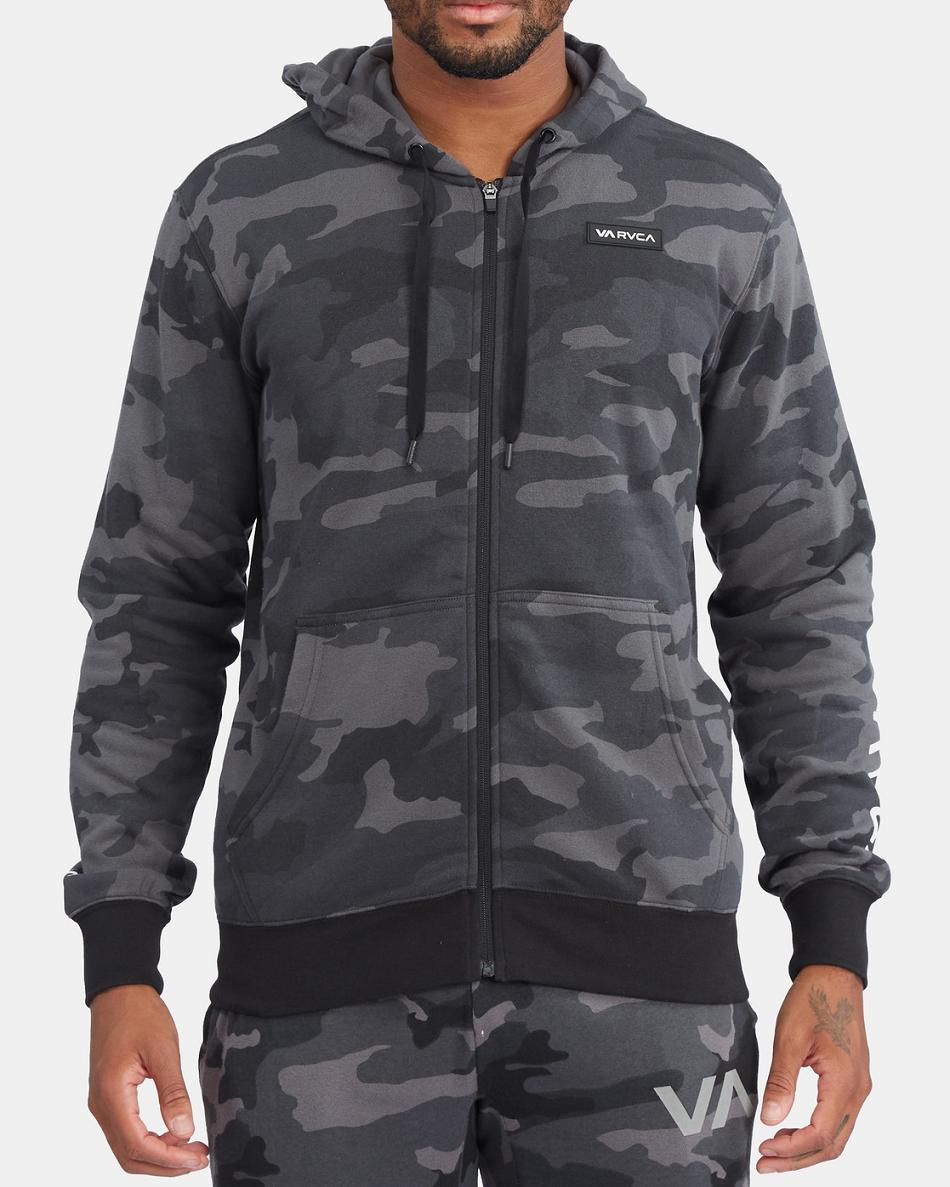 Camo Rvca Swift Zip-Up Men's Hoodie | AUSDF54344