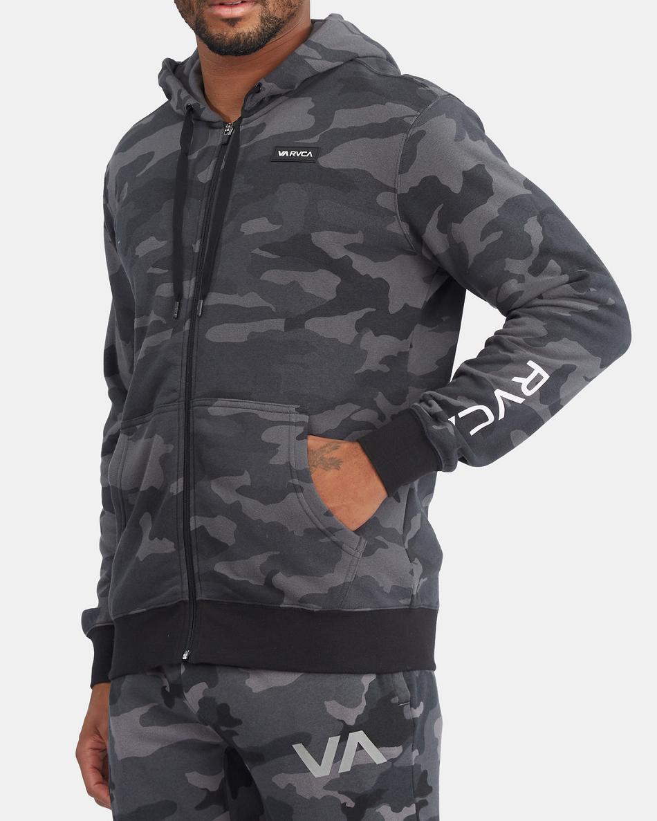 Camo Rvca Swift Zip-Up Men's Hoodie | AUSDF54344