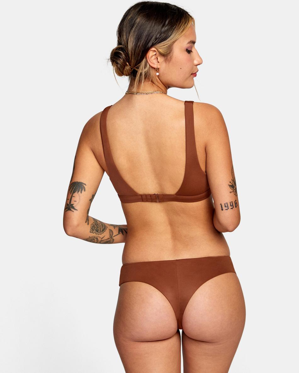 Cappuccino Rvca Camille Solid Boyshort Women's Bikini Bottoms | LUSSX78059