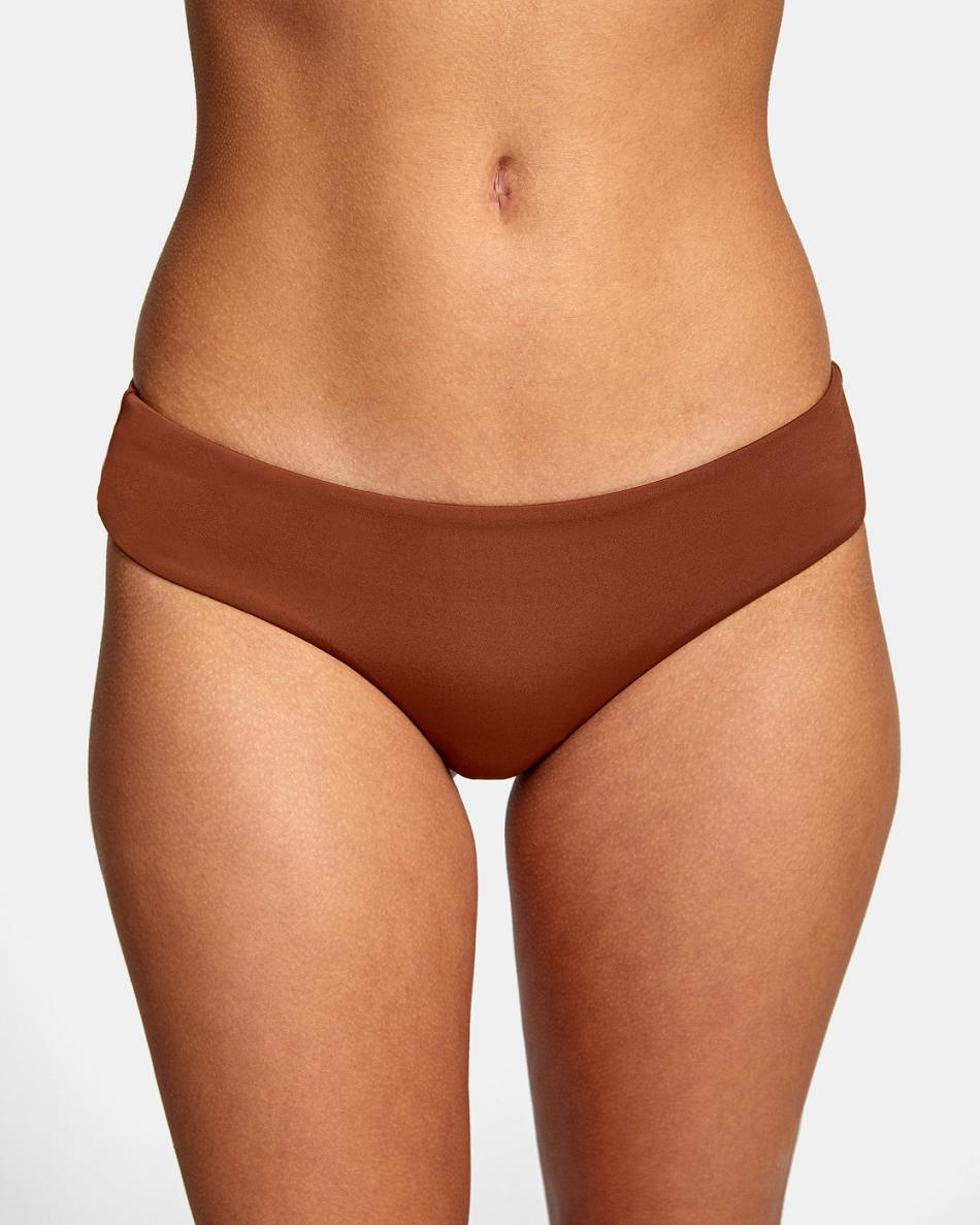 Cappuccino Rvca Camille Solid Boyshort Women's Bikini Bottoms | LUSSX78059