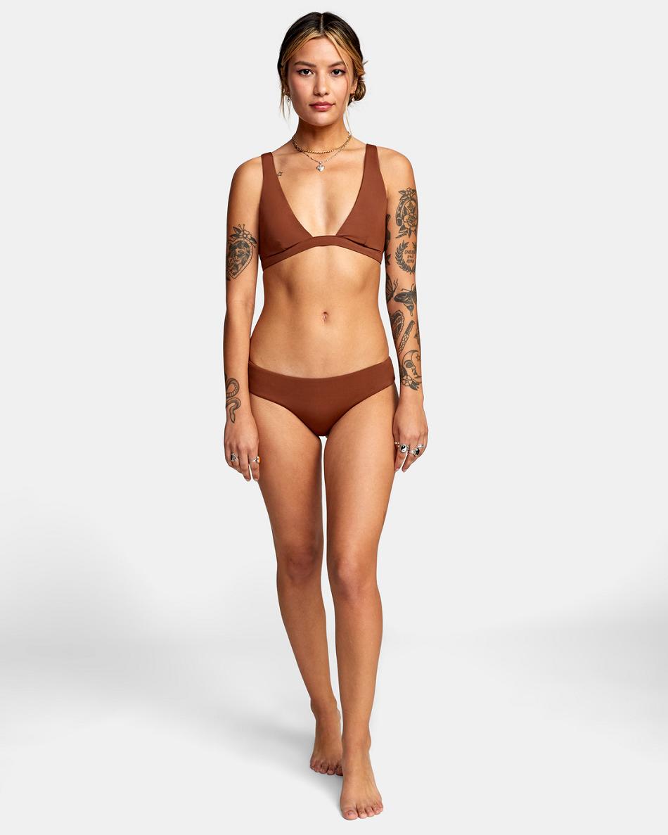 Cappuccino Rvca Camille Solid Boyshort Women's Bikini Bottoms | LUSSX78059