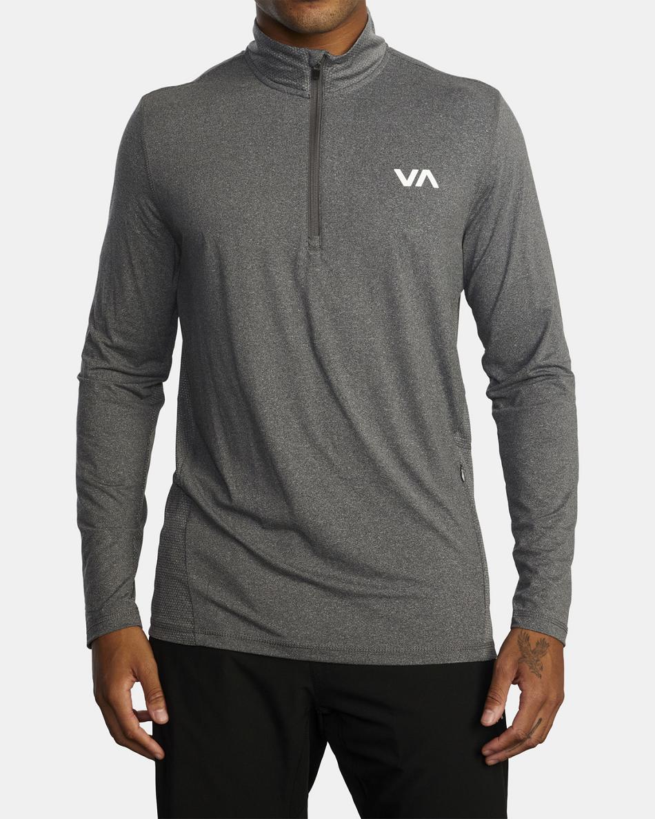 Charcoal Heather Rvca Sport Vent Half-Zip Pullover Men's Long Sleeve | ZUSMJ17495