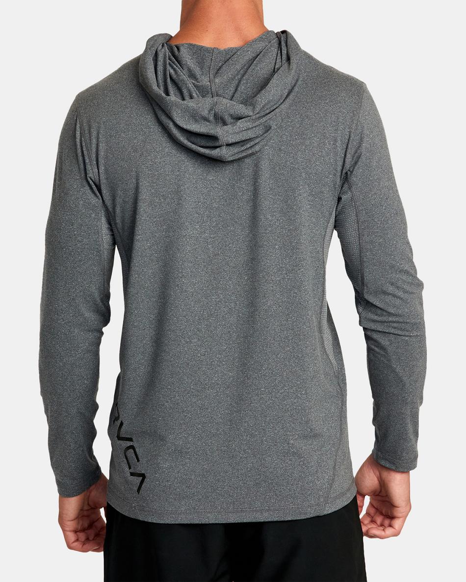 Charcoal Heather Rvca Sport Vent Technical Hooded Men's Hoodie | USXBR59005