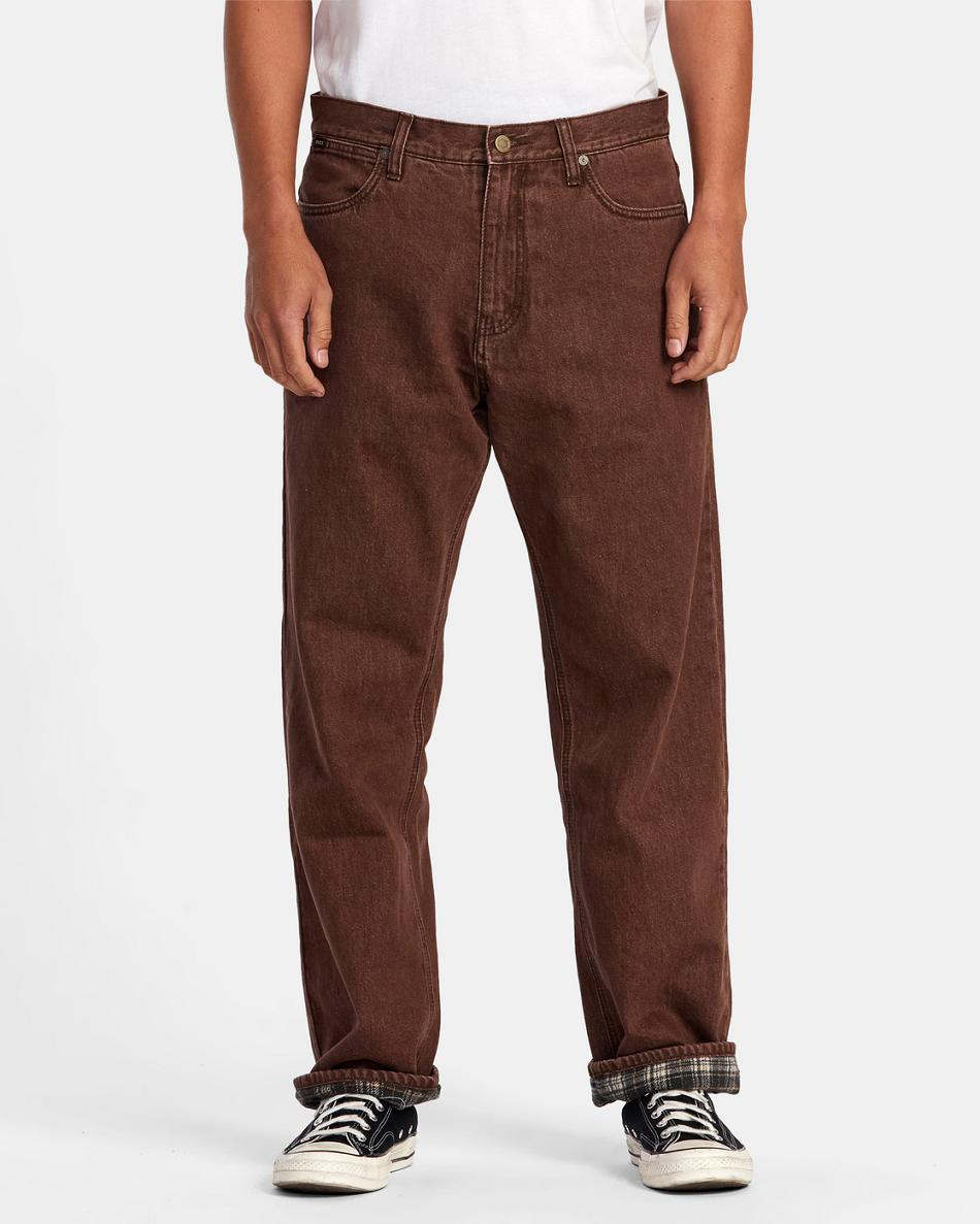 Chocolate Rvca Reynolds Americana Lined Denim Men's Jeans | LUSSX77187