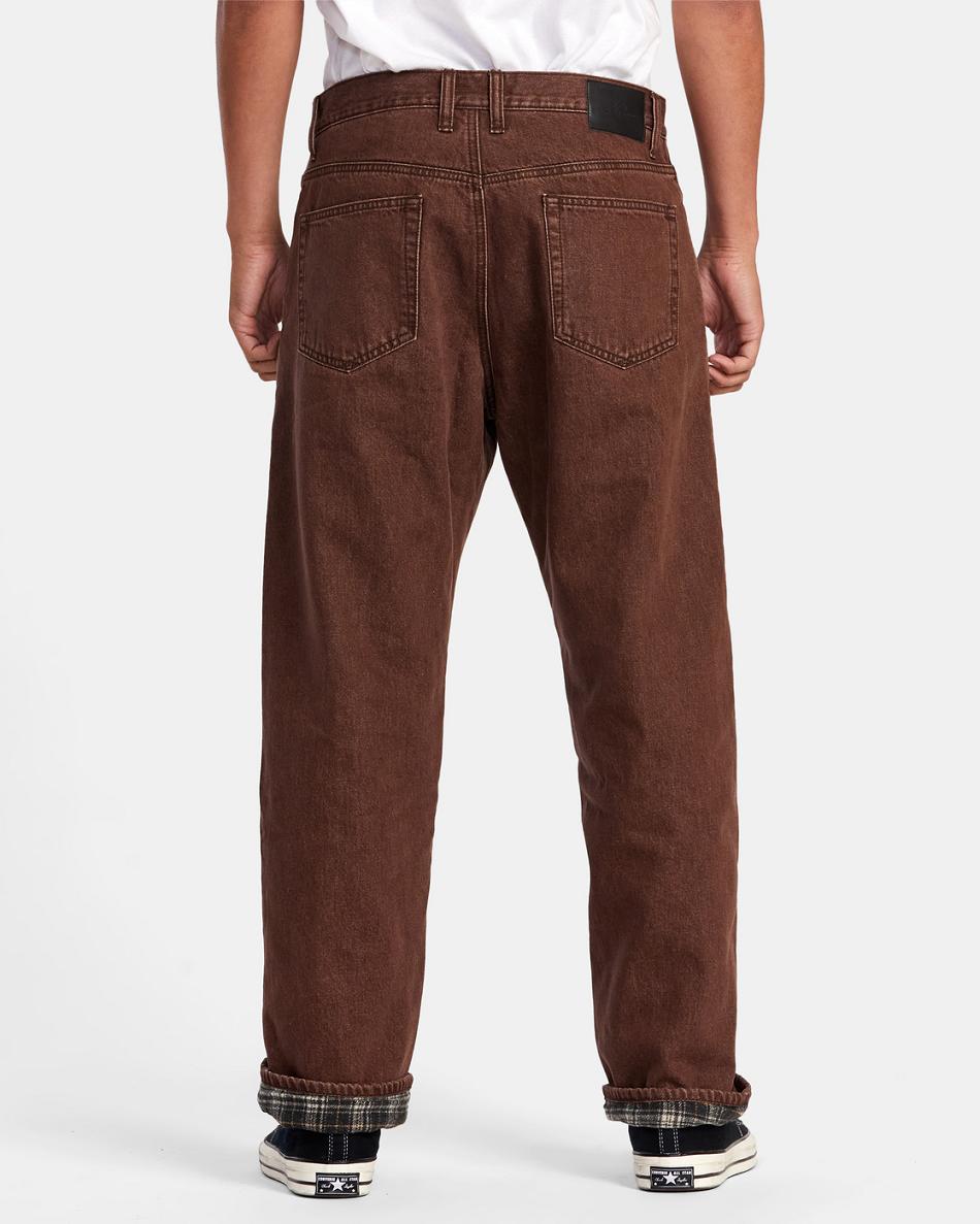 Chocolate Rvca Reynolds Americana Lined Denim Men's Jeans | LUSSX77187