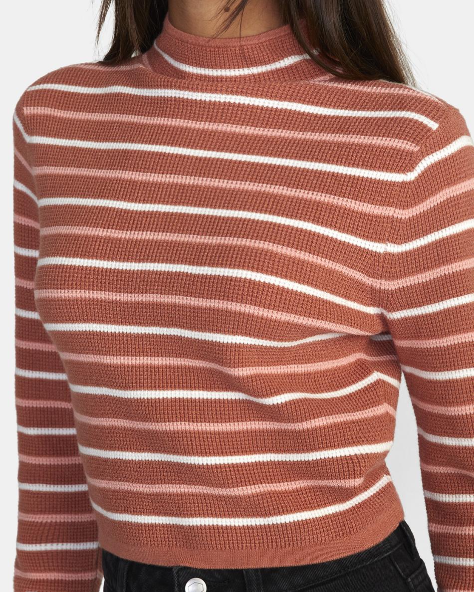 Cinnamon Rvca Après Long Sleeve Crop Top Women's Sweaters | USDFL75441
