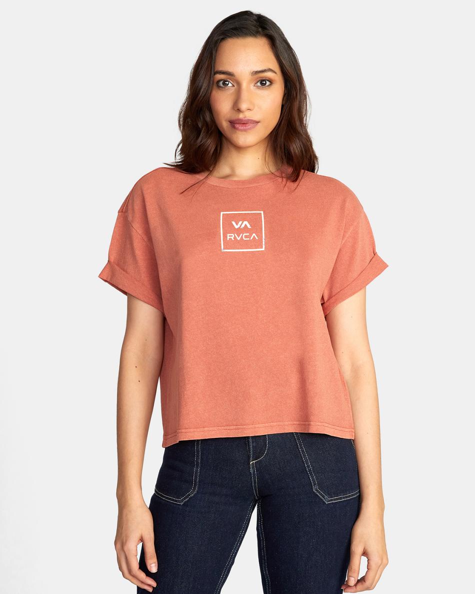 Cinnamon Rvca VA All The Way Roll It Graphic Women\'s T shirt | TUSWZ93387