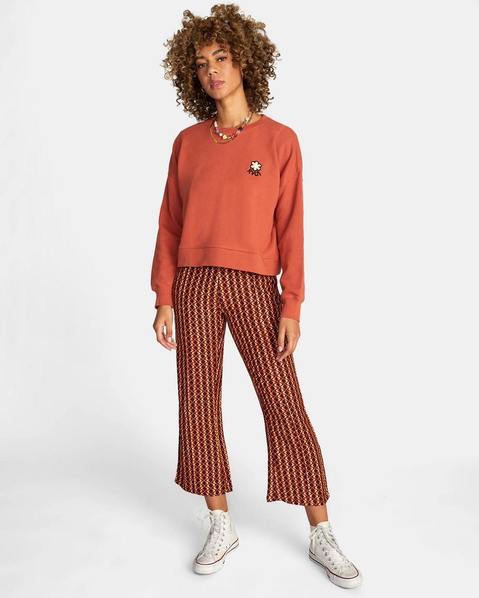 Cinnamon Rvca Vibe Terry Pullover Women's Loungewear | GUSUC18039