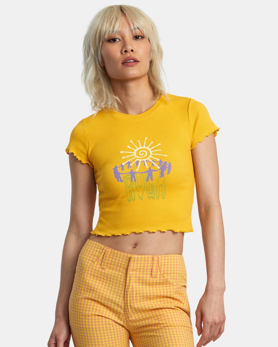 Citrus Rvca Sun Worship Classmate Women\'s T shirt | YUSVQ29042
