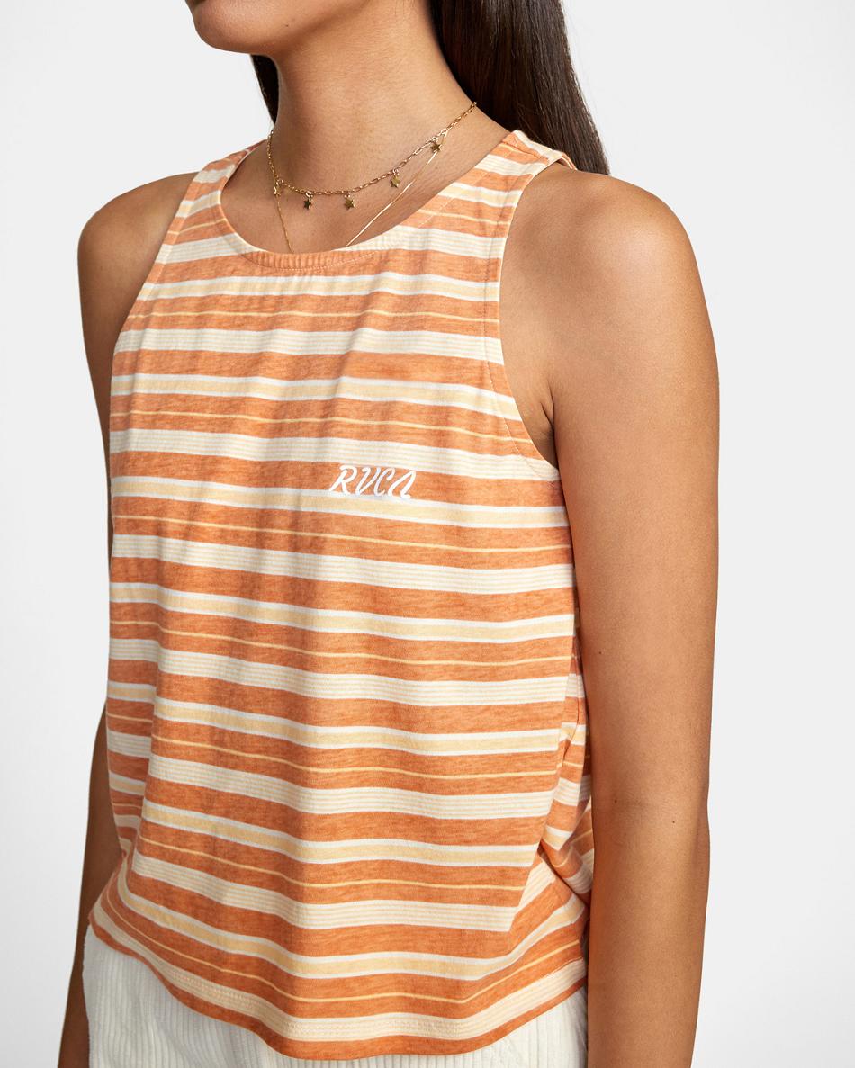 Clay Rvca Stripe Tank Top Women's T shirt | USZPD18159