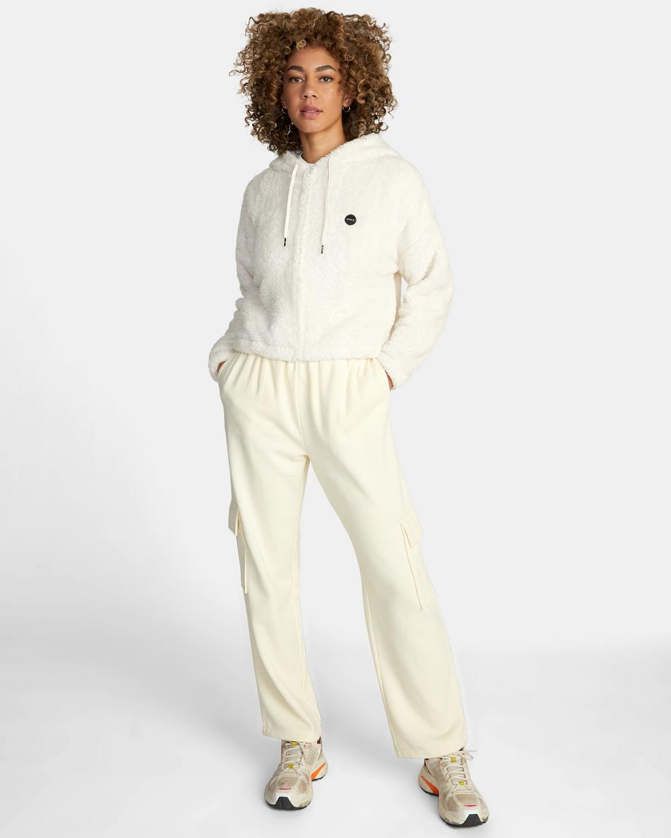 Cloud Rvca Fuzzy Zip-Up Fleece Hoodie Women's Loungewear | FUSUI33554