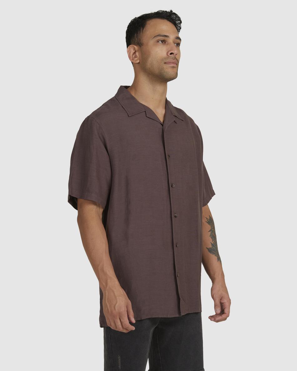 Coffee Rvca Dissolve Short Sleeve Men's T shirt | EUSVG29274