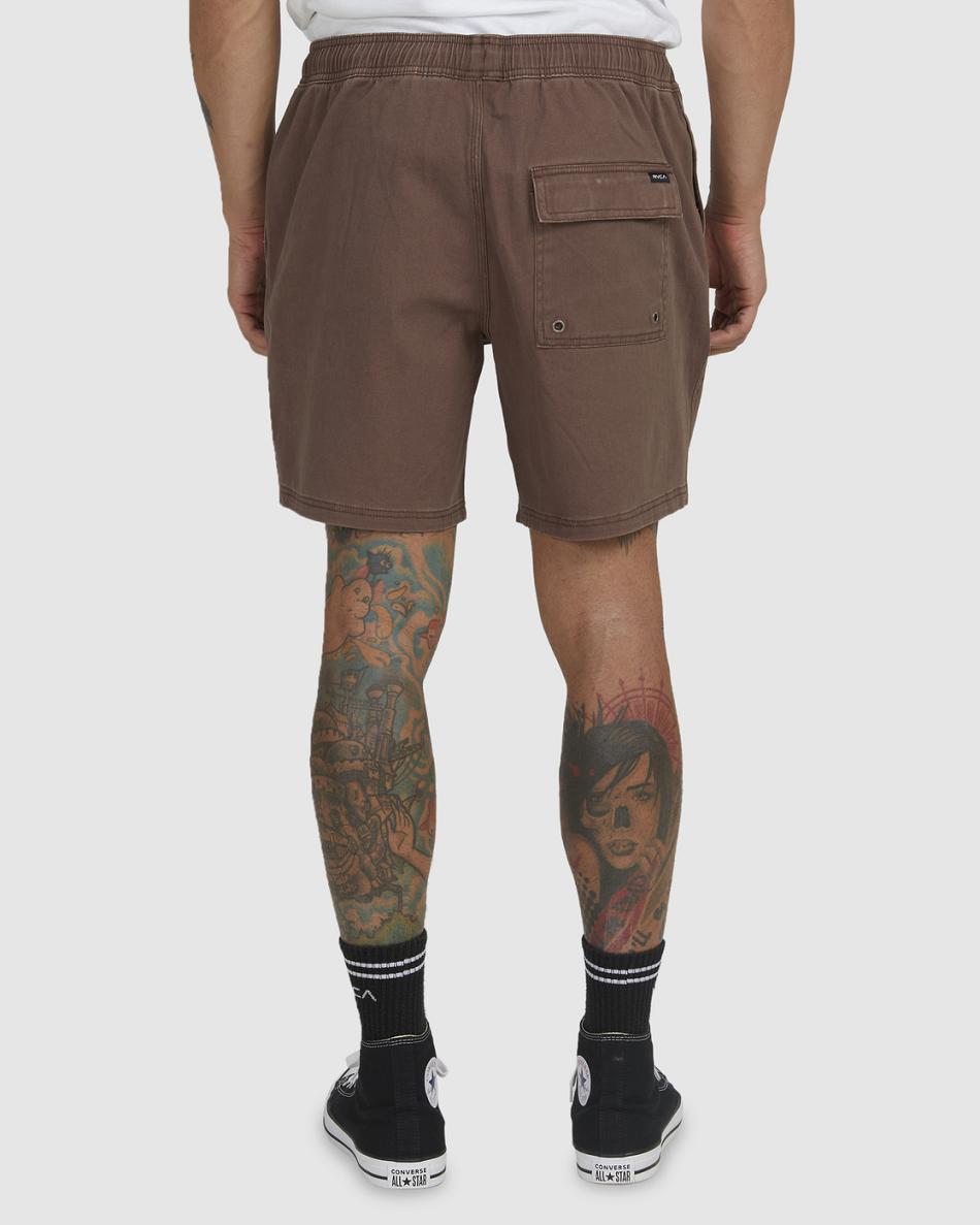 Coffee Rvca Escape Elasticized Men's Shorts | USDFL93536