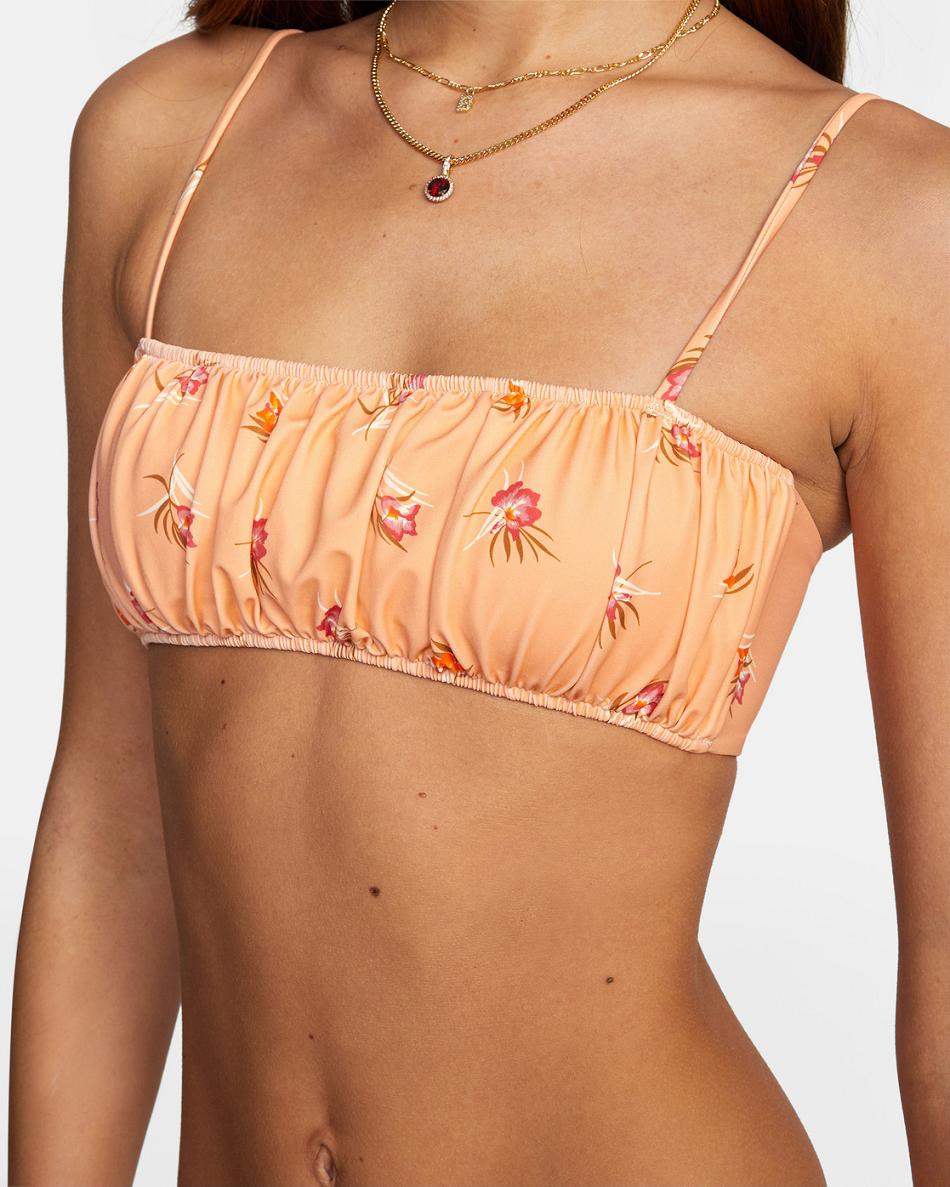 Coral Rvca Easy To Love Bandeau Women's Bikini Tops | USJKU15562