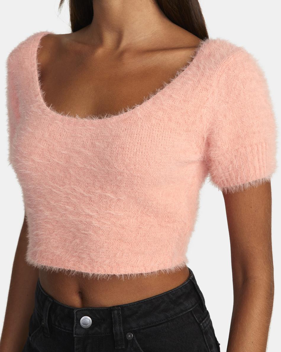 Coral Rvca Murray Cropped Women's Sweaters | USEAH84185