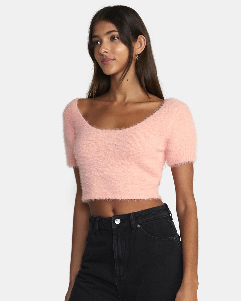 Coral Rvca Murray Cropped Women's Sweaters | USEAH84185