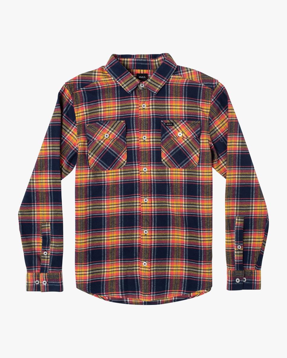 Coral Rvca Work Plaid Flannel Boys\' Shirts | PUSER21502