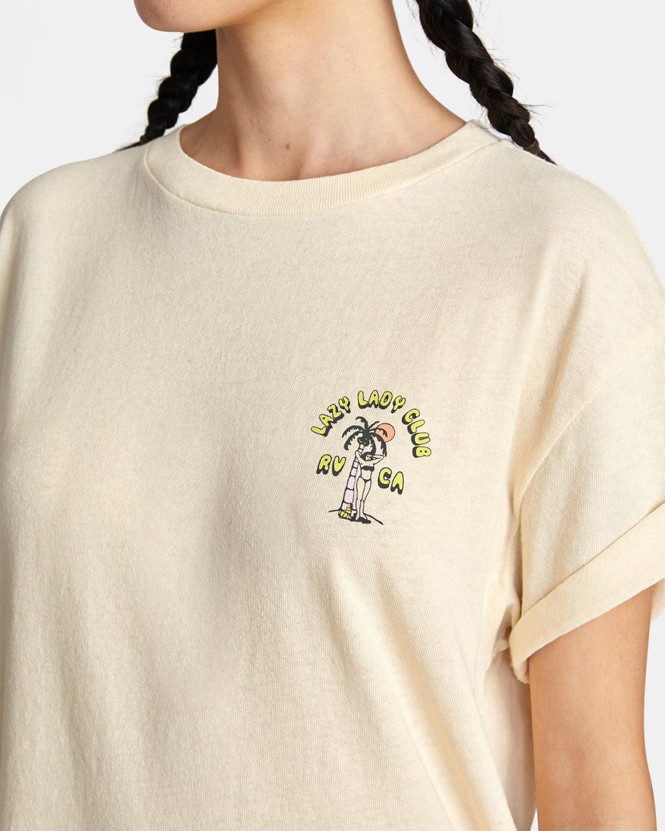 Cream Rvca Lazy Club Graphic Women's T shirt | EUSHC24181