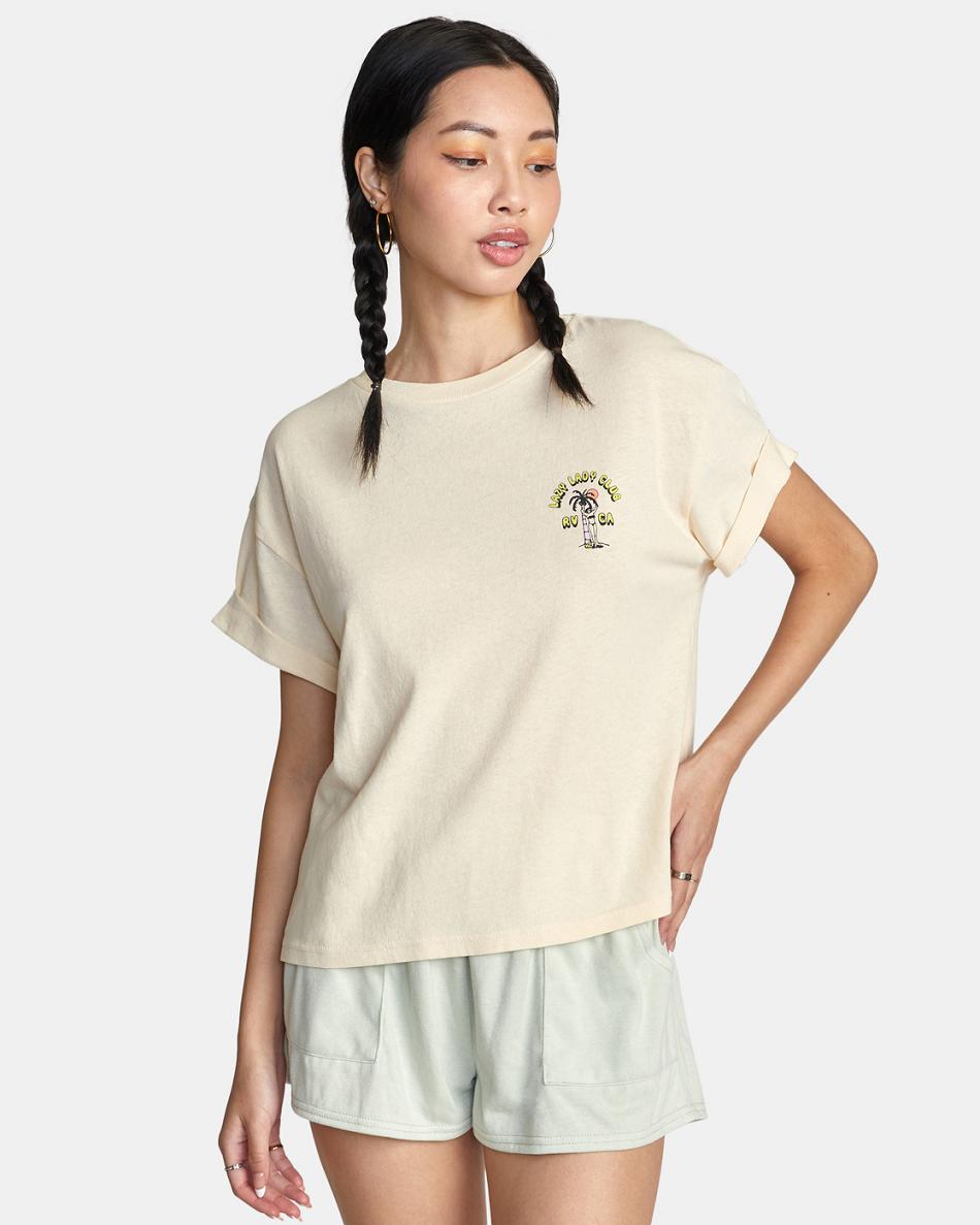 Cream Rvca Lazy Club Graphic Women\'s T shirt | EUSHC24181