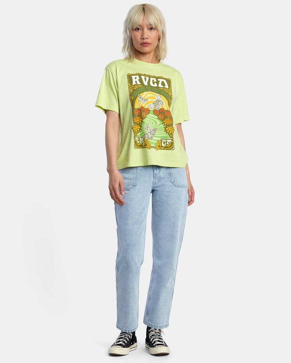 Daiquiri Green Rvca Swirl Anyday Women's T shirt | DUSKV81787