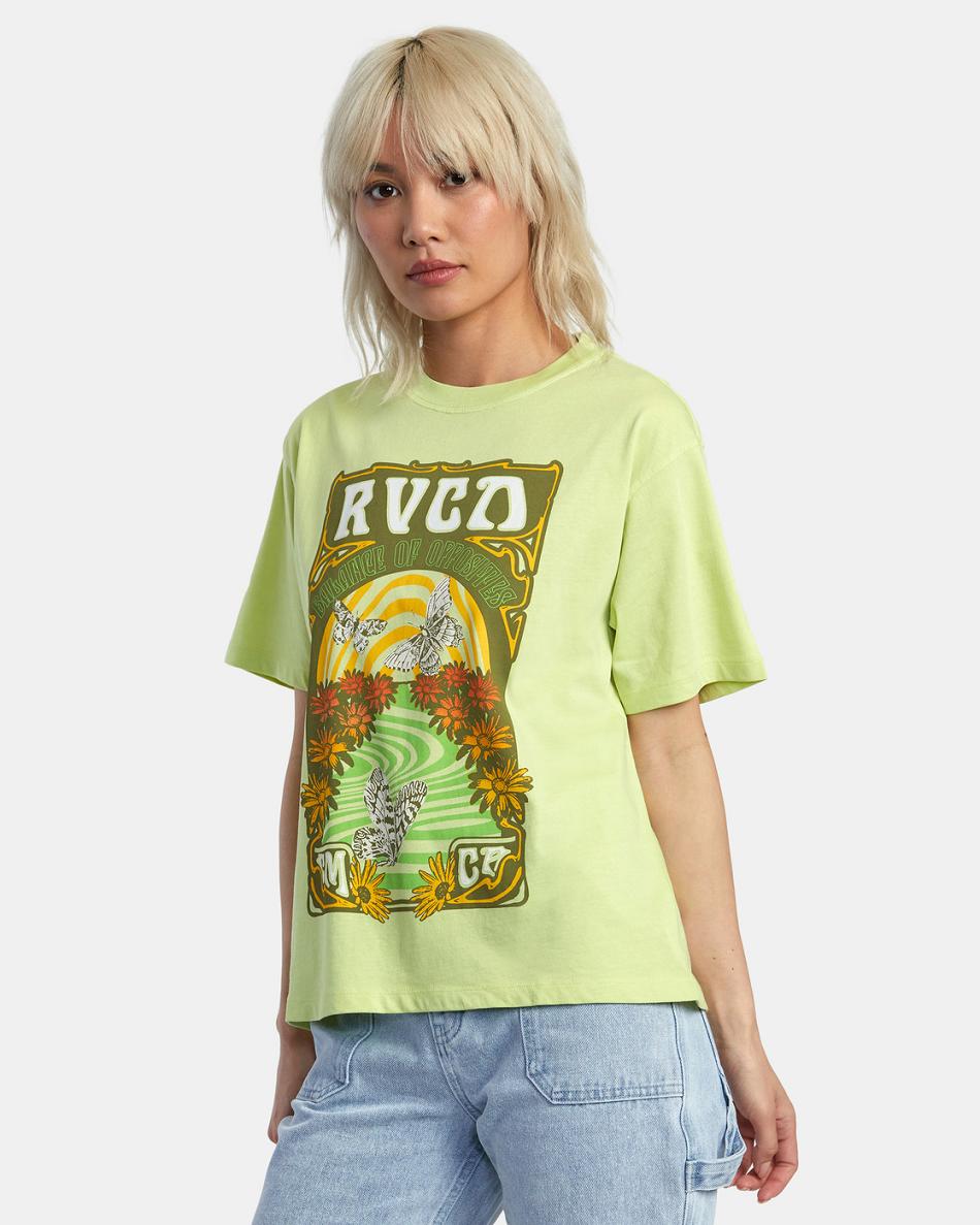 Daiquiri Green Rvca Swirl Anyday Women's T shirt | DUSKV81787