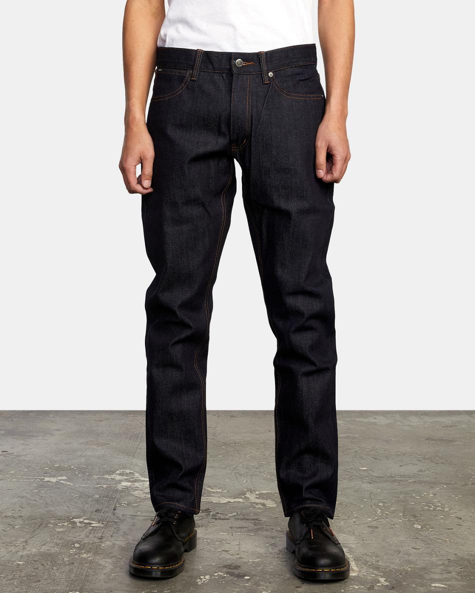 Dark Indigo Rvca Daggers Denim Men's Jeans | USXBR89891