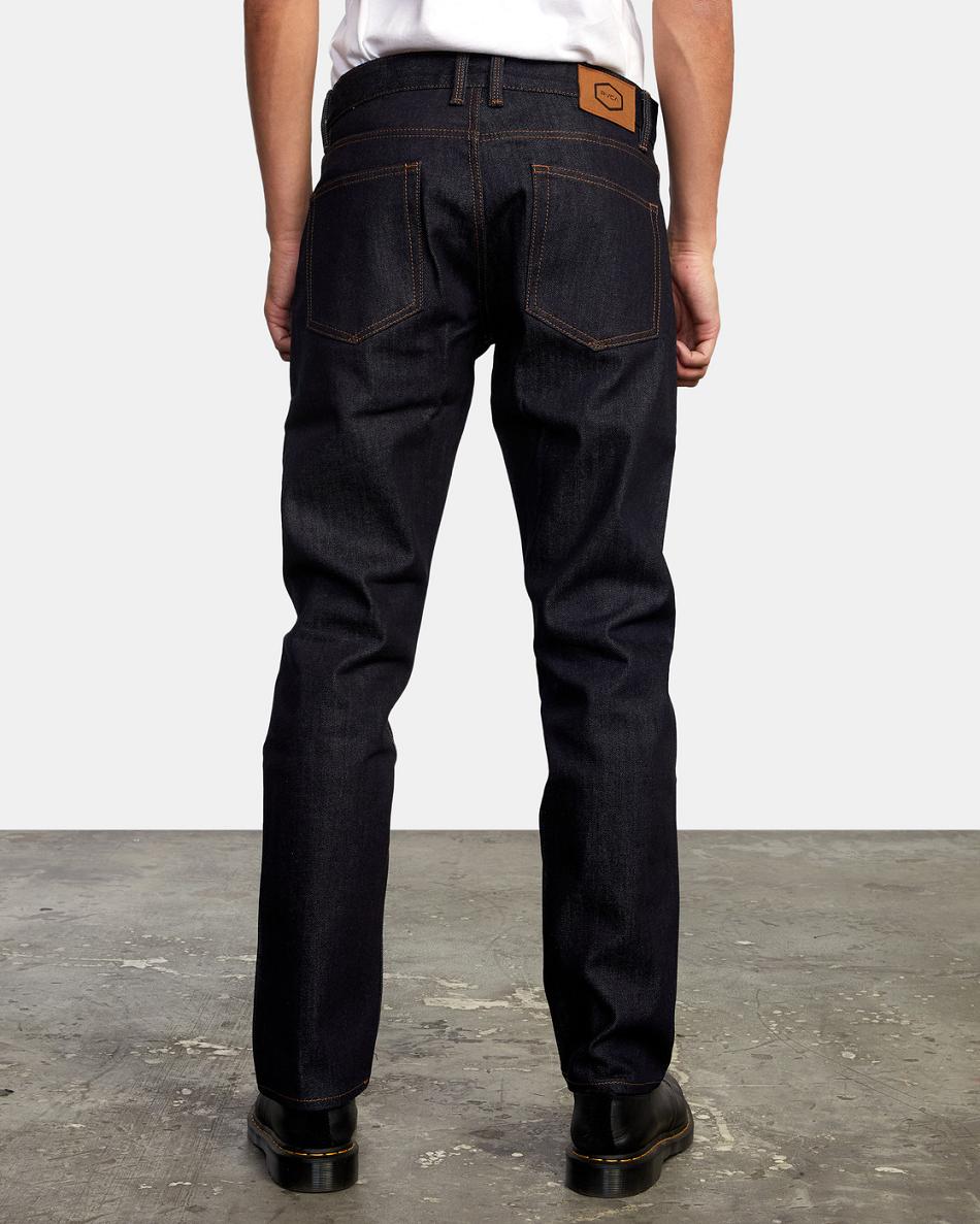 Dark Indigo Rvca Daggers Slim Fit Denim Men's Jeans | UUSTG26714