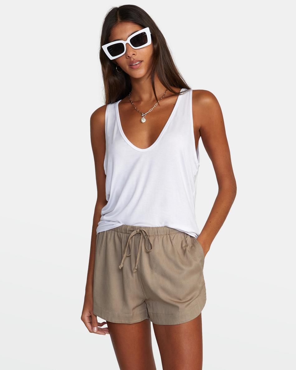 Dark Khaki Rvca New Yume Drawcord Shorts Women\'s Loungewear | XUSGW30959