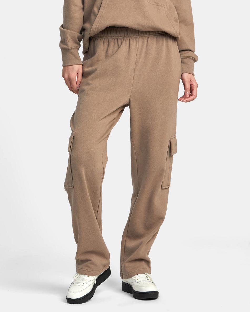 Dark Khaki Rvca Test Drive Cargo Sweatpants Women\'s Loungewear | XUSGW75596