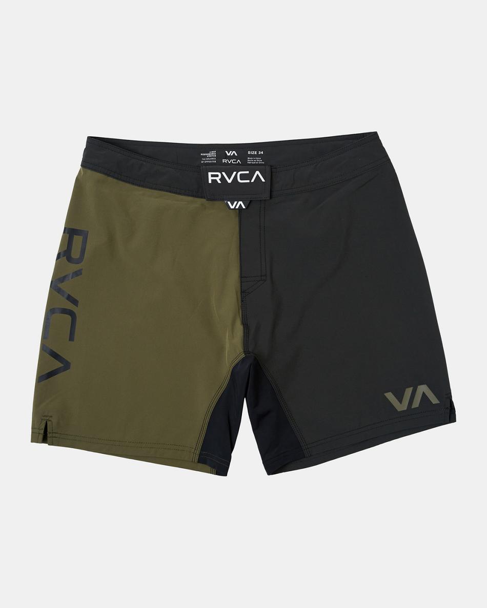 Dark Olive Rvca Fight Scrapper Elastic 15 Men\'s Shorts | XUSBH51999