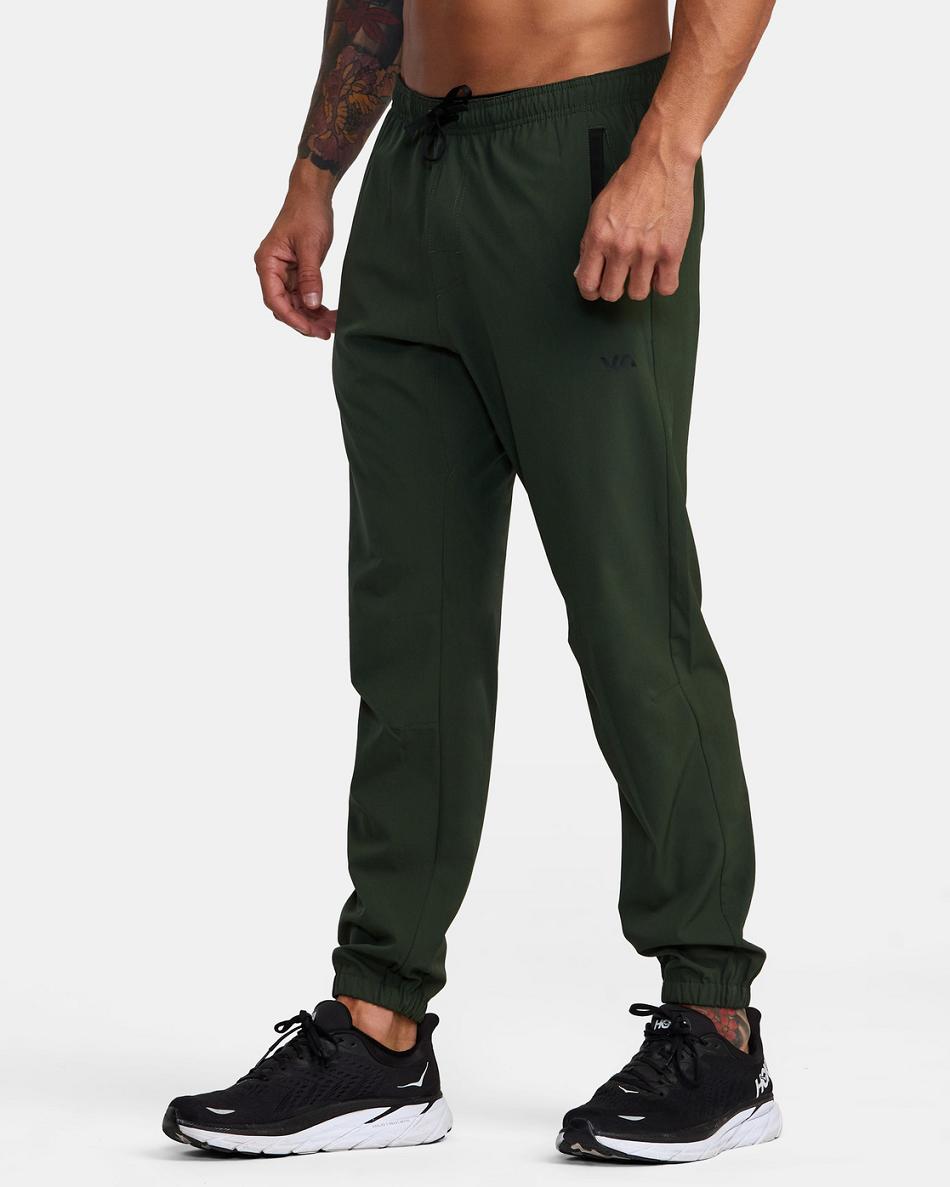 Dark Olive Rvca Yogger Track II Men's Pants | PUSQX99996