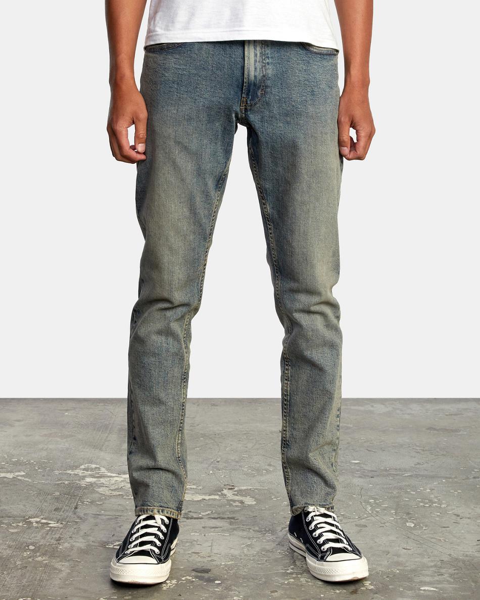 Dark Vintage Rvca Daggers Denim Men's Jeans | QUSWA29321