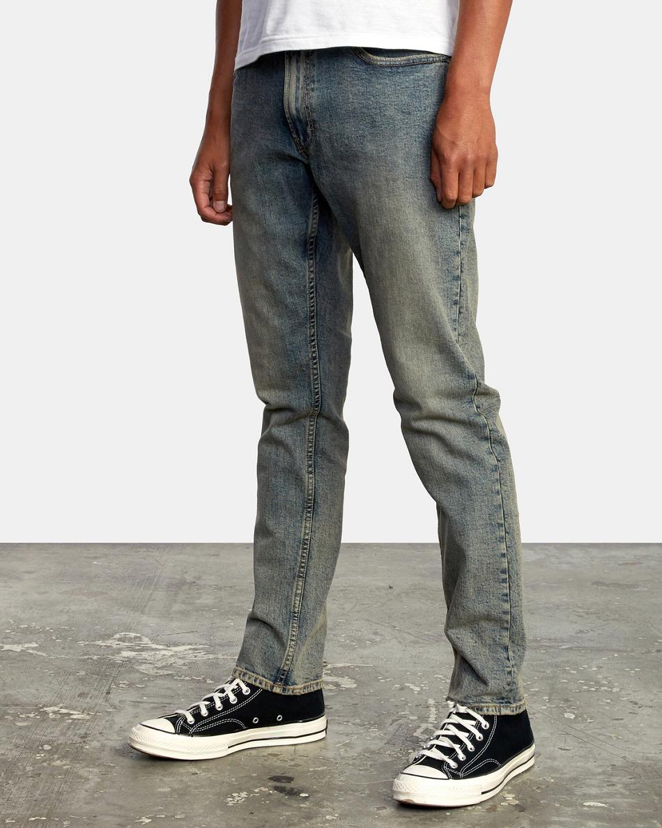 Dark Vintage Rvca Daggers Denim Men's Jeans | QUSWA29321